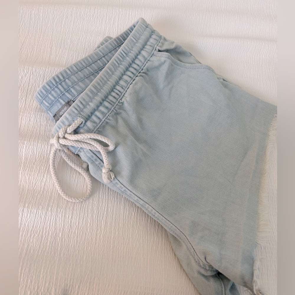 Aerie by American eagle outfitters light blue denim wash drawstring shorts